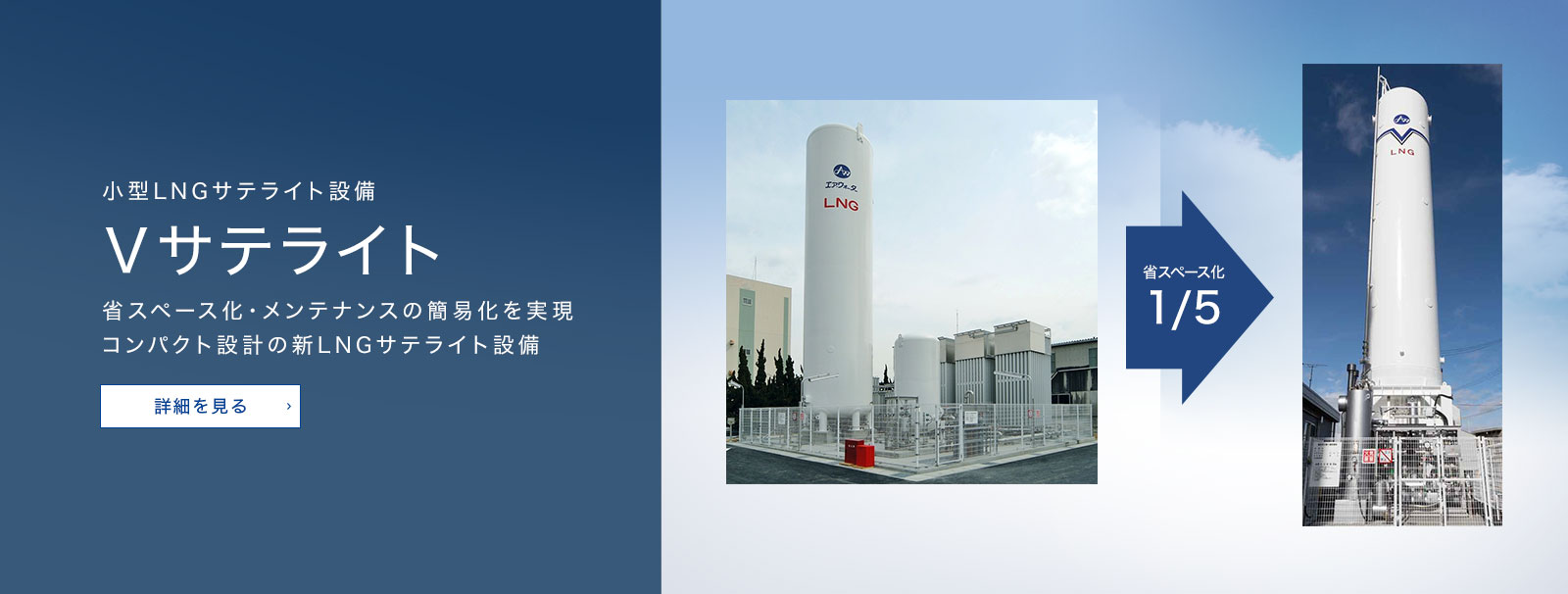 小型LNGサテライト設備 Vサテライト 省スペース化・メンテナンスの簡易化を実現 コンパクト設計の新LNGサテライト設備